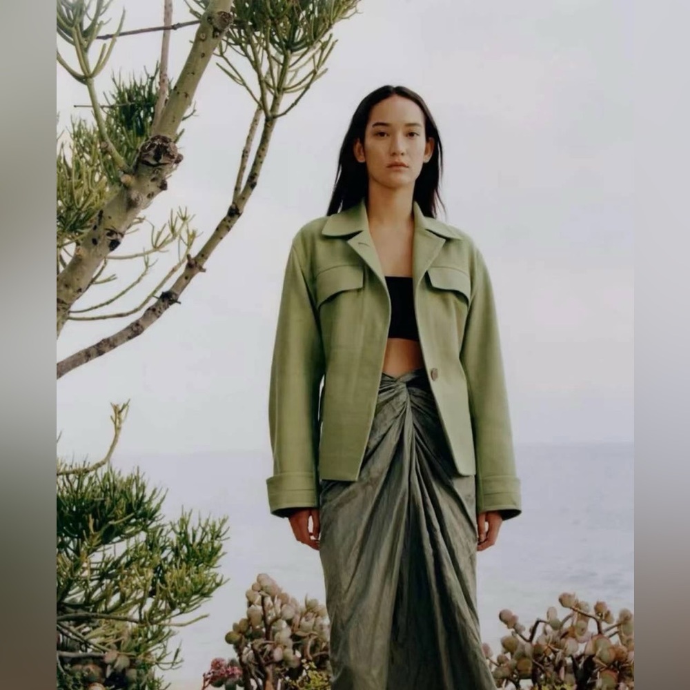 NWT $595 Vince Belted Saharienne Jacket in Green